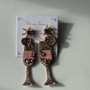 Miu Fleur Pink and Gold Statement Earrings